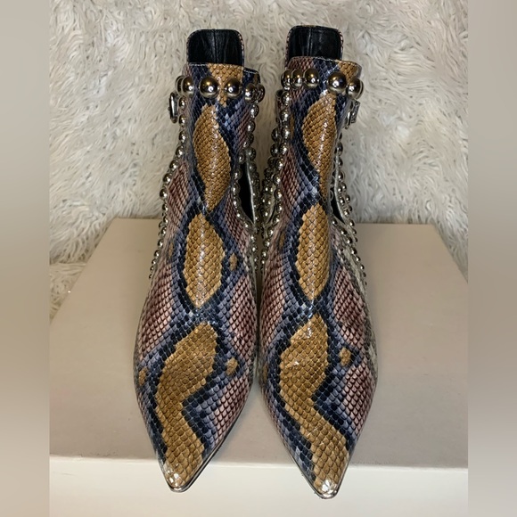 Jeffrey Campbell Snakeskin Colourful Leather Ankle Booties size US 7.5 - Picture 3 of 5
